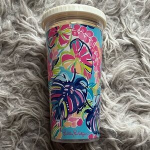 Lilly Pulitzer exotic garden tumbler with lid EUC NO STRAW